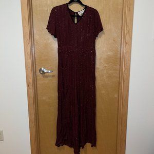 Z & L Maroon Sheer Jumpsuit, size Medium